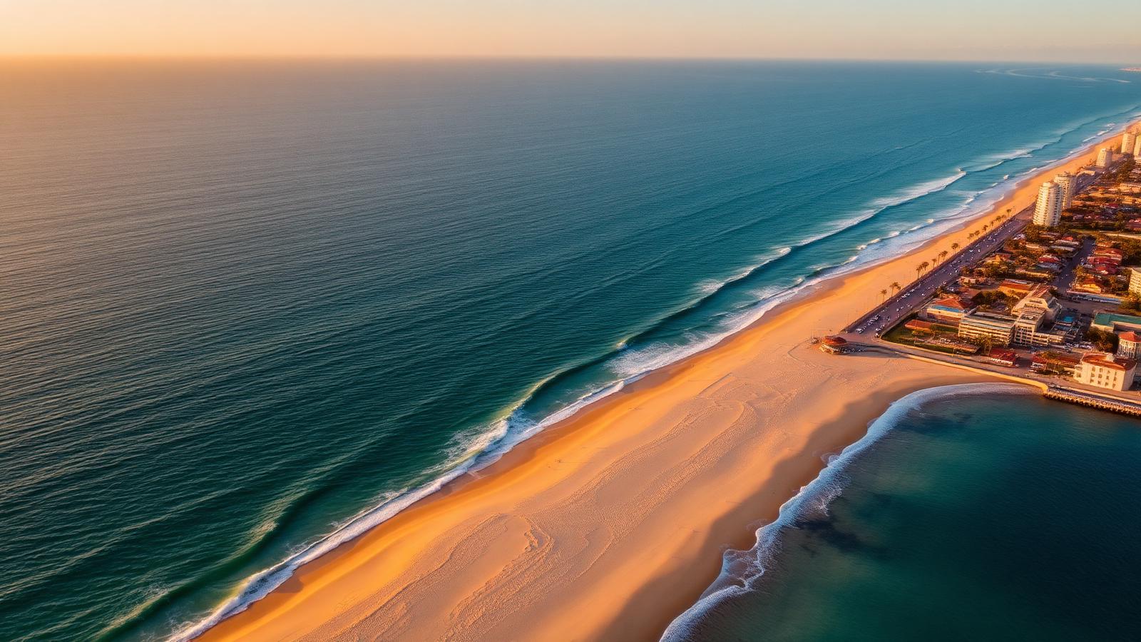 Vista aérea de la costa de Mazatlán al atardecer